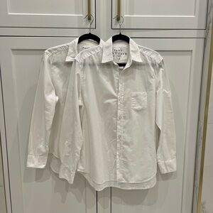 2 Frank & Eileen Famous Shirt White Relaxed Button Down SzM Cotton Linen Women’s